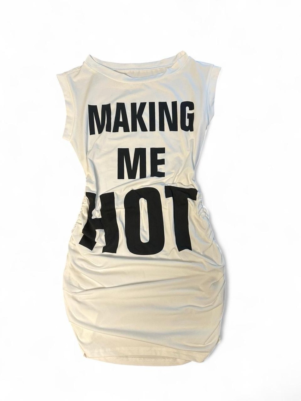 White Graphic Sleeveless Bodycon Dress - Making Me Hot